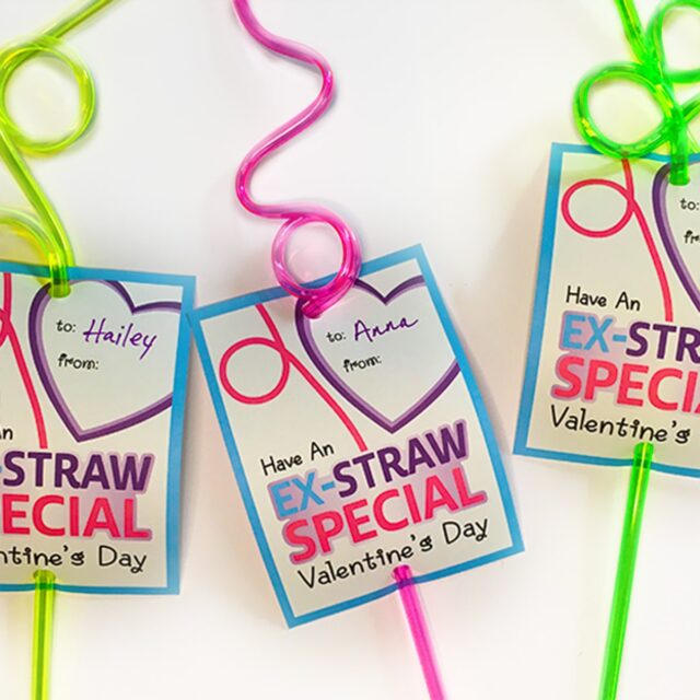 Crazy Straw Valentine - Free Printable