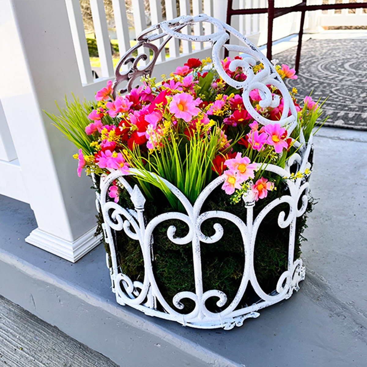 Flower Basket DIY made with Dollar Tree Fence
