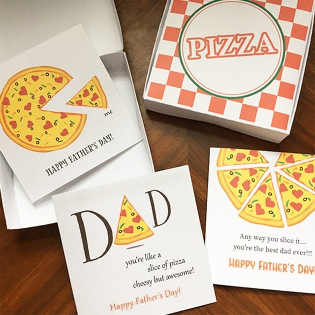 Father's Day Pizza Cards and Box Free Printables