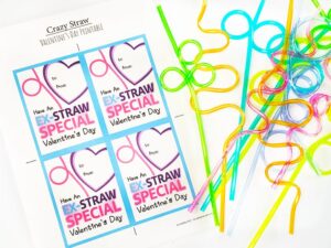 Crazy Straw Valentine - Free Printable