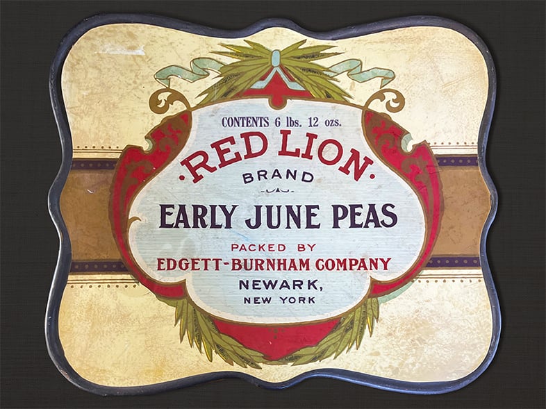 Vintage sign Red Lion brand peas sign found at a thrift store.